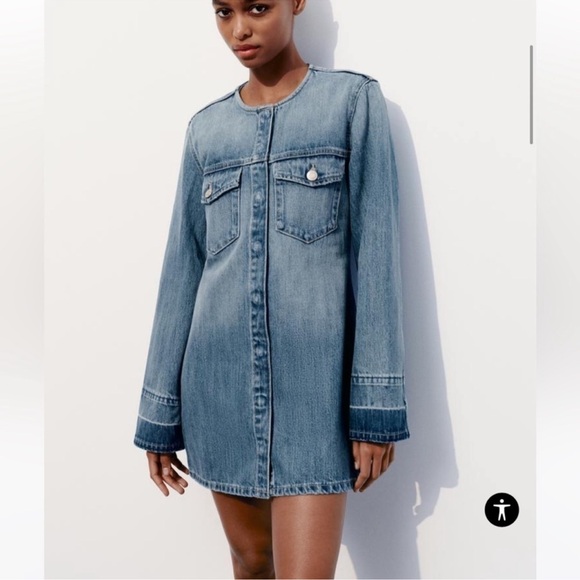 Zara Blue Denim Mini Dress - Picture 8 of 16